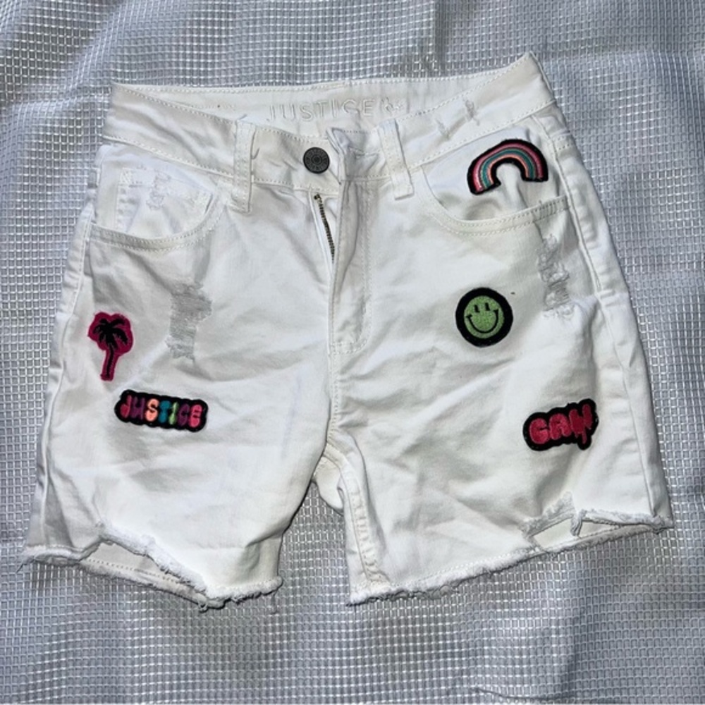 EUC Girls Justice white Jean shorts G